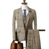 Wholesale of 2020 Spring and Autumn Men's British fitted Checked suit three-piece set, fashionable and stylish men's casual evening dress set Specification image